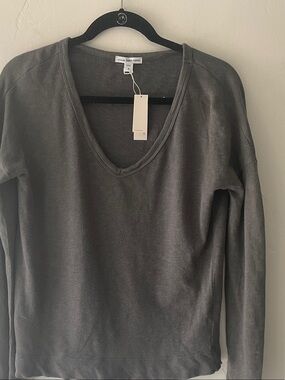 James Perse Charcoal V-Neck Pullover Sweatshirt